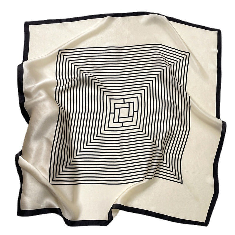 Mulberry Silk Striped Square Scarf — Dual-Purpose, Professional & Elegantly Versatile, 70×70 cm