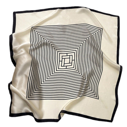 Mulberry Silk Striped Square Scarf — Dual-Purpose, Professional & Elegantly Versatile, 70×70 cm