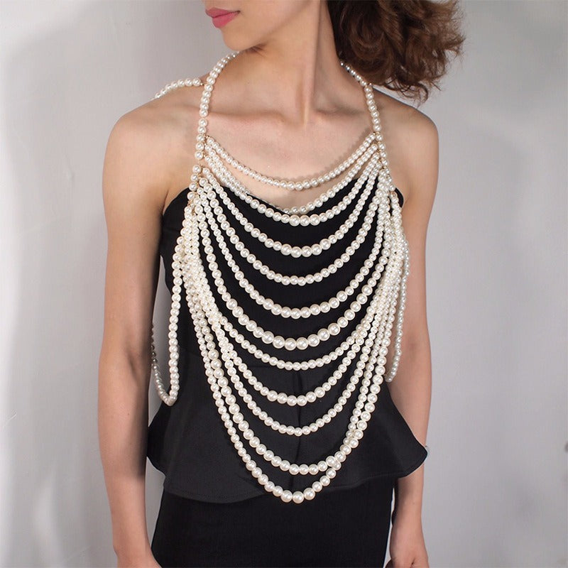 Beaded Sweater Chain Necklace — Elegant Banquet & Evening Jewellery