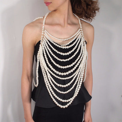 Beaded Sweater Chain Necklace — Elegant Banquet & Evening Jewellery