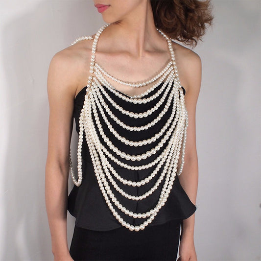 Beaded Sweater Chain Necklace — Elegant Banquet & Evening Jewellery
