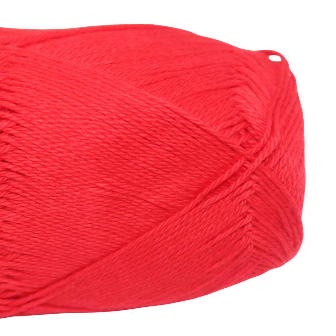 Knitsilk CottonMuse – 100% gasiertes, merzerisiertes Baumwollgarn | 4 x 75 g (insgesamt 1400 Meter), weich, matt, rot | Premium Häkelgarn für Kleidung & DIY-Basteleien | 4er-Pack