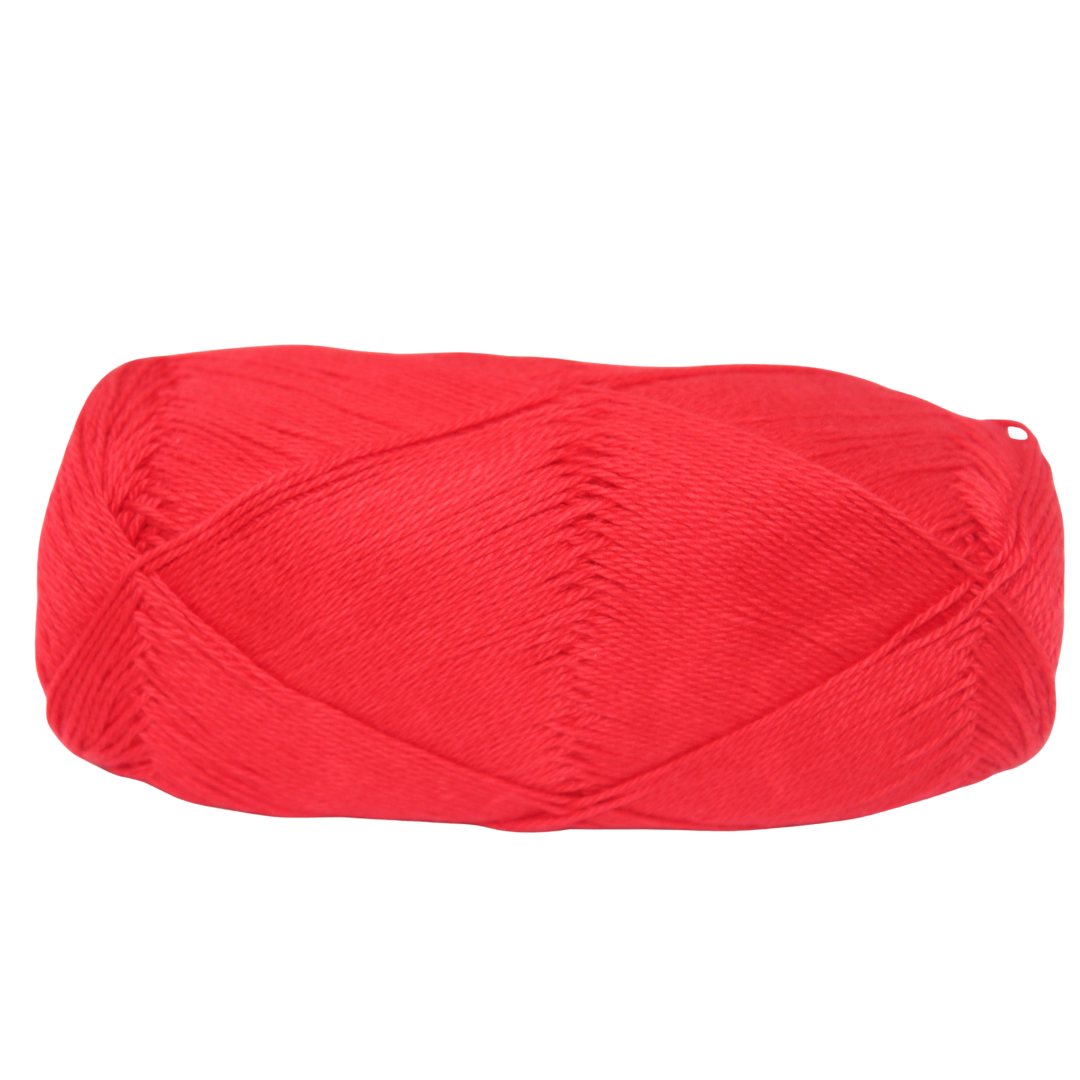 Knitsilk CottonMuse – 100% gasiertes, merzerisiertes Baumwollgarn | 4 x 75 g (insgesamt 1400 Meter), weich, matt, rot | Premium Häkelgarn für Kleidung & DIY-Basteleien | 4er-Pack