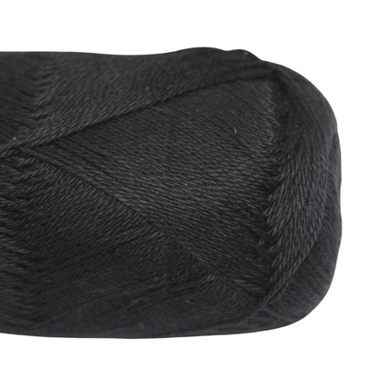 Knitsilk CottonMuse – 100% Gassed Mercerized Cotton Yarn| 4 x 75g (Total 1528 Yards), Soft, Matte Finish, Black | Premium Crochet Thread for Apparel & DIY Crafts | Pack of 4