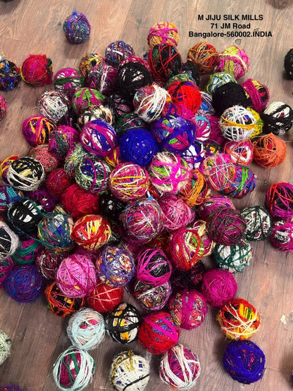 Knitsilk Recycled Unique Sari Silk Yarn - Multicolor | 85 Yards | 100g | 1 Gum Ball