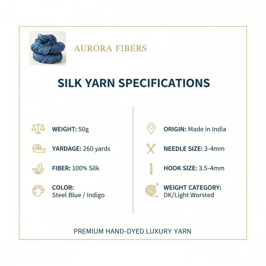 Knitsilk 3-fädiges 100 % Maulbeerseide Lace Garn | Perfekt zum Stricken, Häkeln & Weben | Hochwertiges Seidengarn für luxuriöse Projekte (50 g – 238 Meter, Twilight Blau)