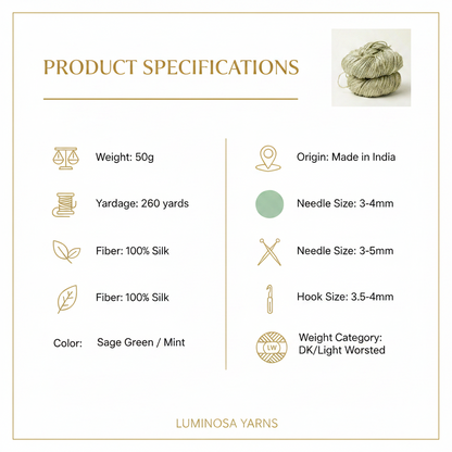 Knitsilk 3 Ply 100% Mulberry Silk Lace Weight Yarn | Perfect for Knitting, Crocheting & Weaving | Premium Quality Silk Yarn for Luxurious Projects (50g – 260 Yards, Butterscotch)