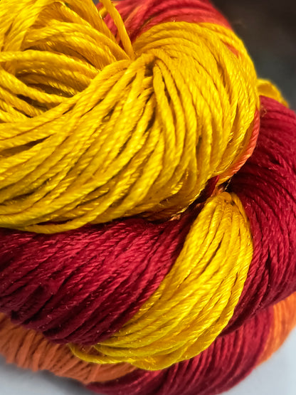 Knitsilk 3 Ply 100% Mulberry Silk Lace Weight Yarn | Perfect for Knitting, Crocheting & Weaving | Premium Quality Silk Yarn for Luxurious Projects (50g – 260 Yards, Red and Yellow)