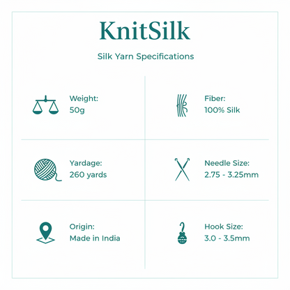 Knitsilk 3 Ply 100% Mulberry Silk Lace Weight Yarn | Perfect for Knitting, Crocheting & Weaving | Premium Quality Silk Yarn for Luxurious Projects (50g – 260 Yards, Dark Green)