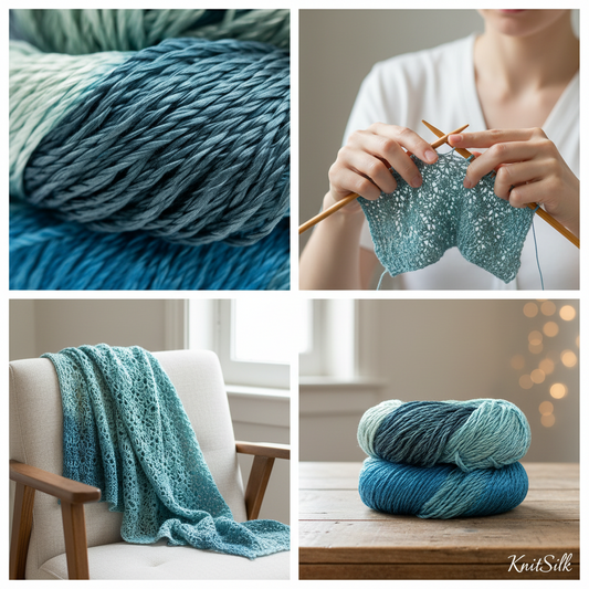 Knitsilk 3 Ply 100% Mulberry Silk Lace Weight Yarn | Perfect for Knitting, Crocheting & Weaving | Premium Quality Silk Yarn for Luxurious Projects (50g – 260 Yards, Sky Blue)