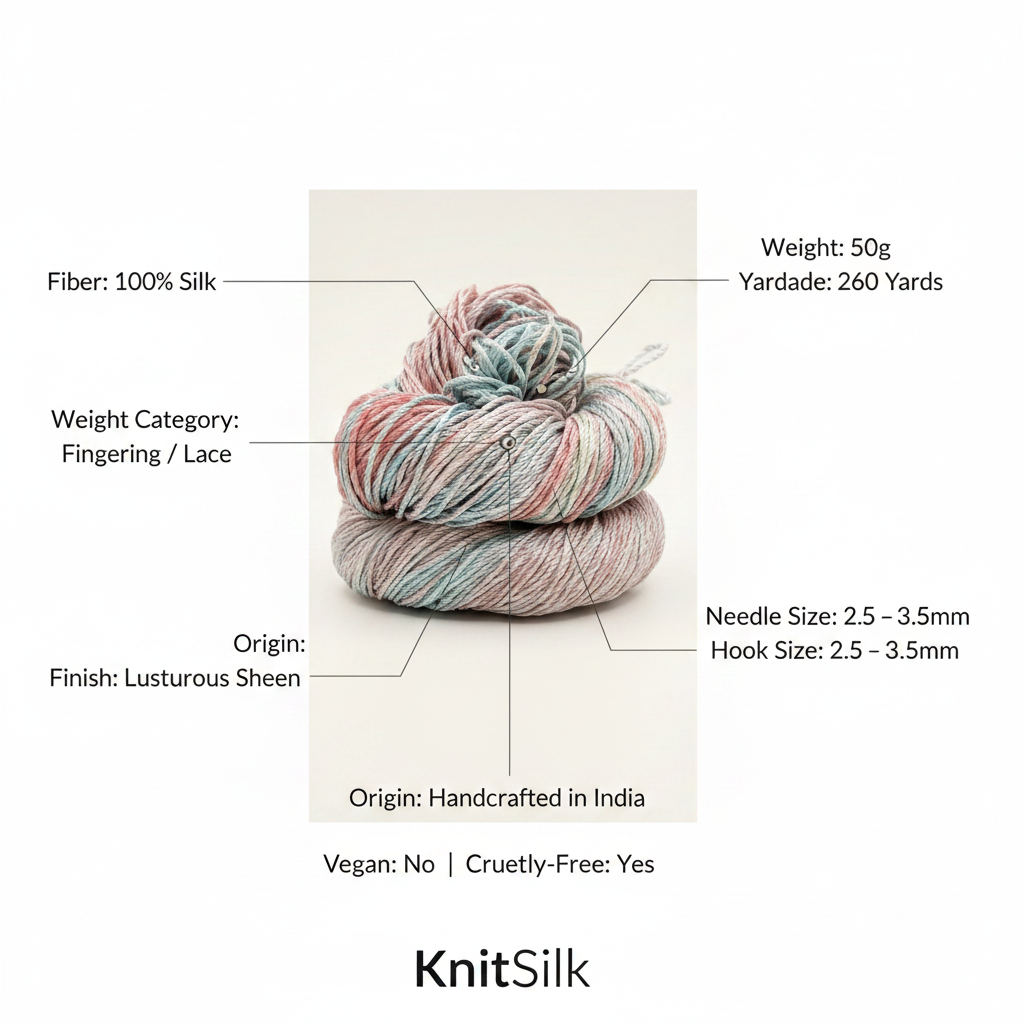 Knitsilk 3-fädiges 100% Maulbeerseide Lace Garn | Perfekt zum Stricken, Häkeln & Weben | Hochwertiges Seidengarn für luxuriöse Projekte (50g – 238 Meter, Super gold)