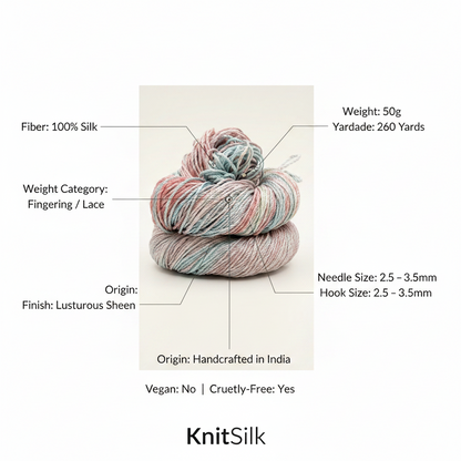Knitsilk 3-fädiges 100% Maulbeerseide Lace Garn | Perfekt zum Stricken, Häkeln & Weben | Hochwertiges Seidengarn für luxuriöse Projekte (50g – 238 Meter, Super gold)