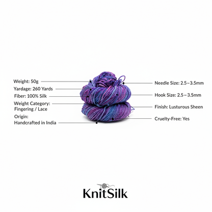Knitsilk 3 Ply 100% Mulberry Silk Lace Weight Yarn | Perfect for Knitting, Crocheting & Weaving | Premium Quality Silk Yarn for Luxurious Projects (50g – 260 Yards, Pink and Majenta)
