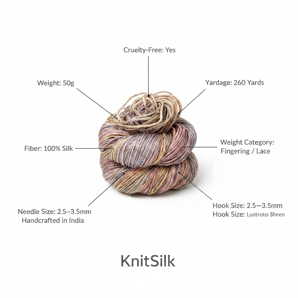 Knitsilk 3-fädiges 100% Maulbeerseide Lace Garn | Perfekt zum Stricken, Häkeln & Weben | Hochwertiges Seidengarn für luxuriöse Projekte (50g – 238 Meter, Super gold)