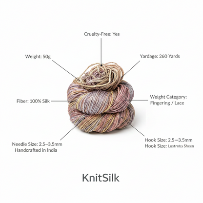 Knitsilk 3-fädiges 100% Maulbeerseide Lace Garn | Perfekt zum Stricken, Häkeln & Weben | Hochwertiges Seidengarn für luxuriöse Projekte (50g – 238 Meter, Super gold)