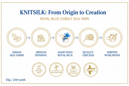 Knitsilk 3 Ply 100% Mulberry Silk Lace Weight Yarn | Perfect for Knitting, Crocheting & Weaving | Premium Quality Silk Yarn for Luxurious Projects (50g – 260 Yards, Royal blue)