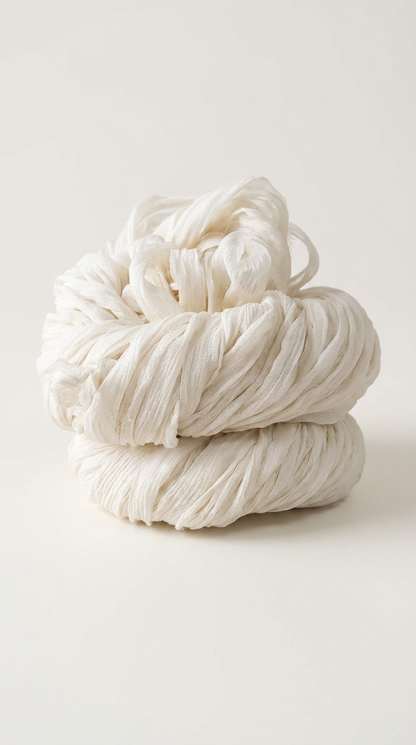 Knitsilk Super Bulky Hand-Dyed Chiffon Sari Silk Ribbon Yarn – White(27 Yards / 100g)