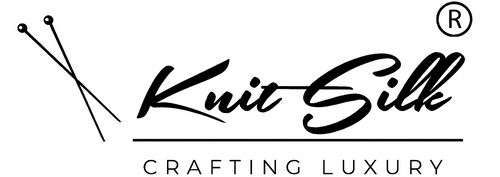Knit Silk logo with text 'Crafting Luxury' on a white background