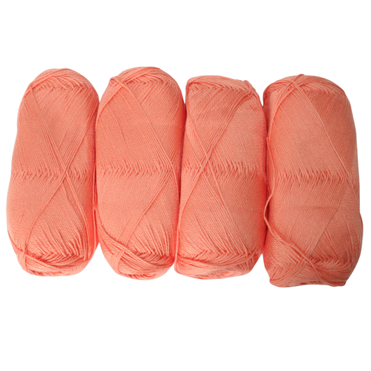 Knitsilk CottonMuse – 100% Gassed Mercerized Cotton Yarn| 4 x 75g (Total 1528 Yards), Soft, Matte Finish, Peach | Premium Crochet Thread for Apparel & DIY Crafts | Pack of 4