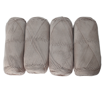 Knitsilk CottonMuse – 100% Gassed Mercerized Cotton Yarn| 4 x 75g (Total 1528 Yards), Soft, Matte Finish, Grey | Premium Crochet Thread for Apparel & DIY Crafts | Pack of 4