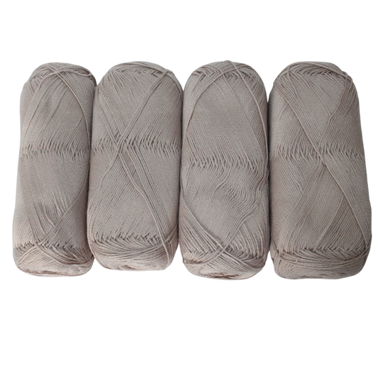 Knitsilk CottonMuse – 100% Gassed Mercerized Cotton Yarn| 4 x 75g (Total 1528 Yards), Soft, Matte Finish, Grey | Premium Crochet Thread for Apparel & DIY Crafts | Pack of 4