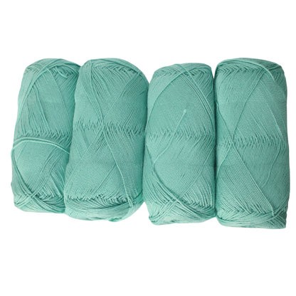 Knitsilk CottonMuse – 100% Gassed Mercerized Cotton Yarn| 4 x 75g (Total 1528 Yards), Soft, Matte Finish, Light green | Premium Crochet Thread for Apparel & DIY Crafts | Pack of 4