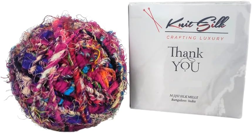 Knitsilk Recycled Unique Sari Silk Yarn - Multicolor | 85 Yards | 100g | 1 Gum Ball