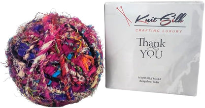 Knitsilk Recycled Unique Sari Silk Yarn - Multicolor | 85 Yards | 100g | 1 Gum Ball