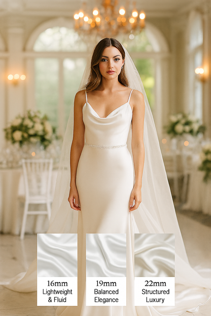 Knitsilk 100% Mulberry Silk Charmeuse Fabric – 22mm  44" Width – Pure Luxury Satin Weave - Off White- 1 Mtr