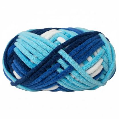 Knitsilk Baby Soft Blankie Wool Yarn | Natural, Ultra-Soft Wool for Premium Baby Blankets, Cozy Throws & Quick Projects | 100 Grams | White Blue