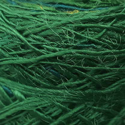 Closeup - Forest Green Sari Silk Yarn