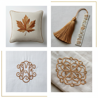 Collage – Caramel Brown Silk Thread End Products