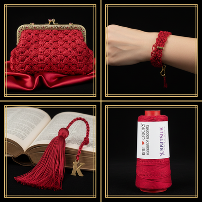 Collage – Crimson Red Silk Yarn End Products