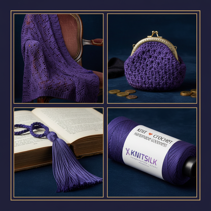 Collage – Deep Violet Indigo Silk Yarn End Products