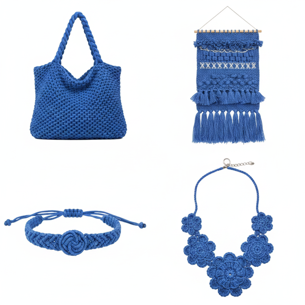 Collage – End Products in Cornflower Blue Sari Silk