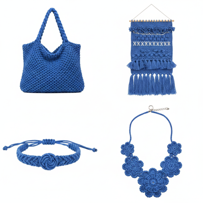 Collage – End Products in Cornflower Blue Sari Silk