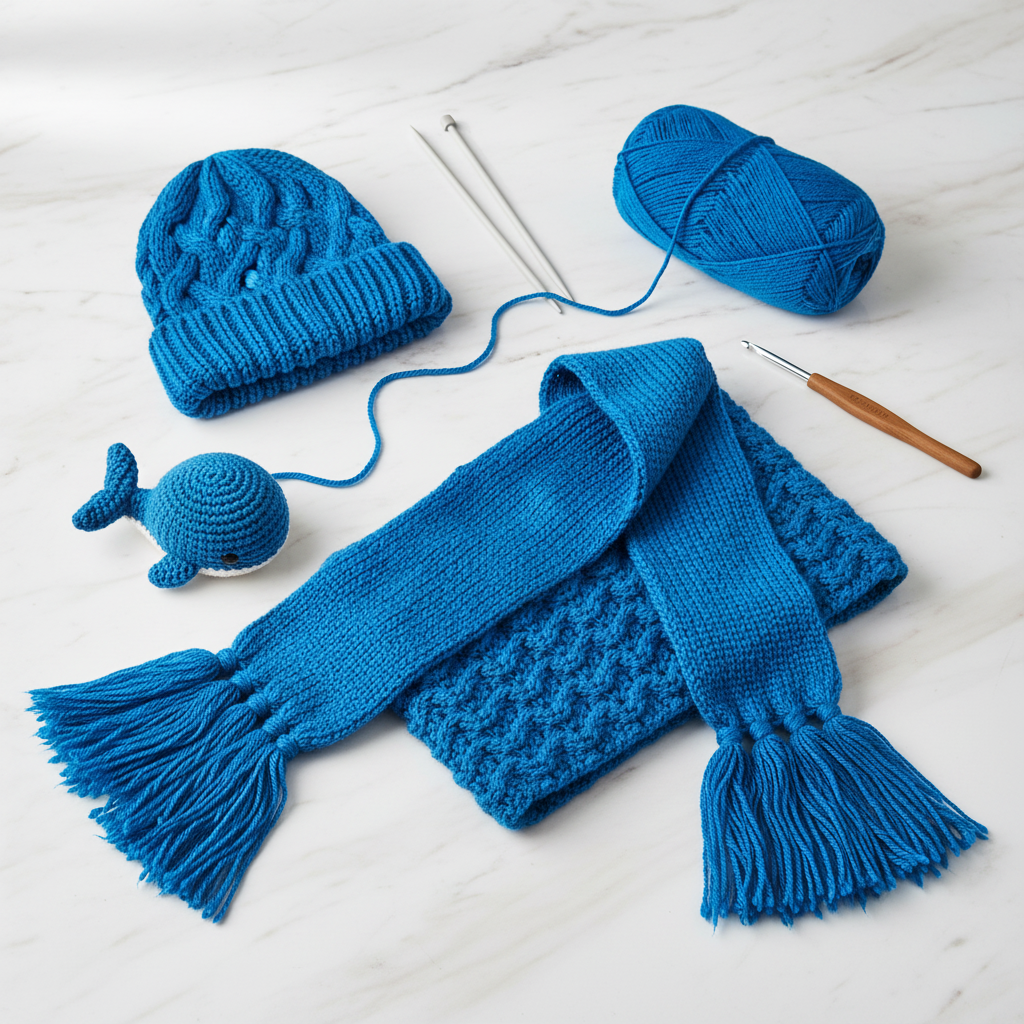 Collage – Knitsilk Acrowool Cerulean Blue