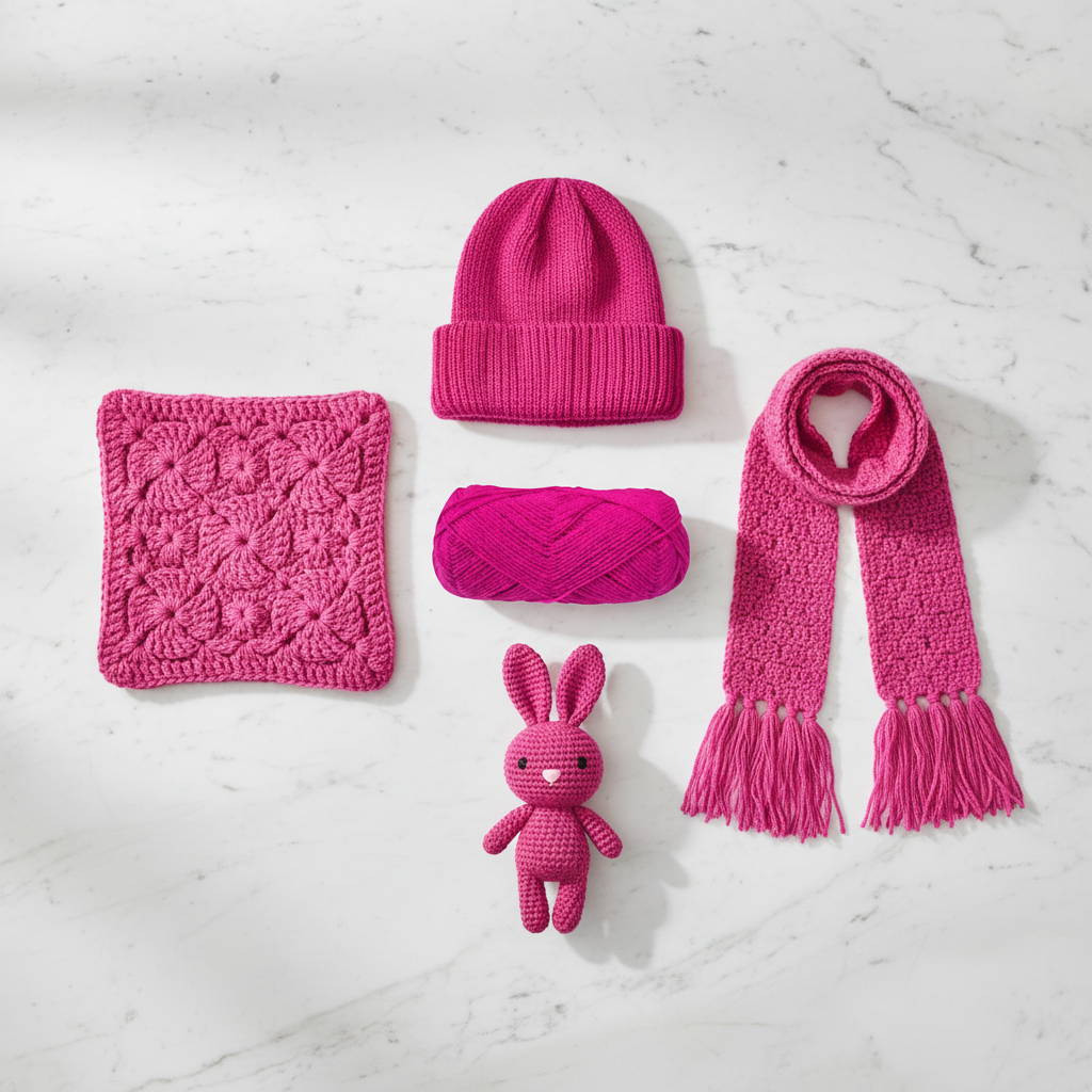 Collage – Knitsilk Acrowool Hot Pink