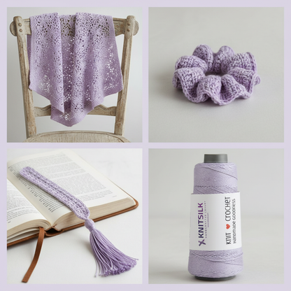 Collage – Lavender Silk Yarn End Products