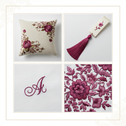 Collage – Magenta Plum Silk Thread End Products