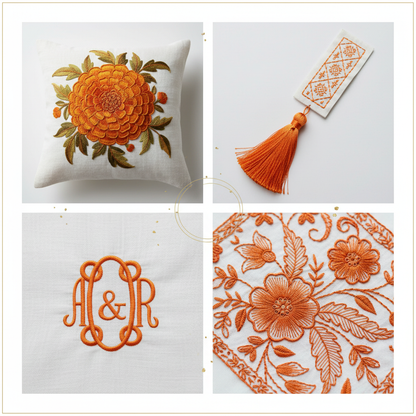 Collage – Orange Silk Thread End Products