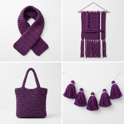 Collage – Royal Purple Sari Silk Ribbon End Products
