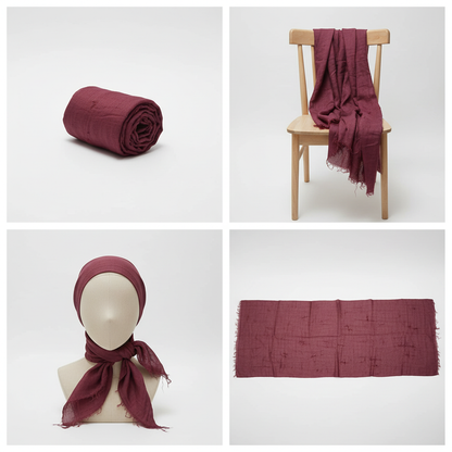 Collage – Wine Sari Silk Scarf