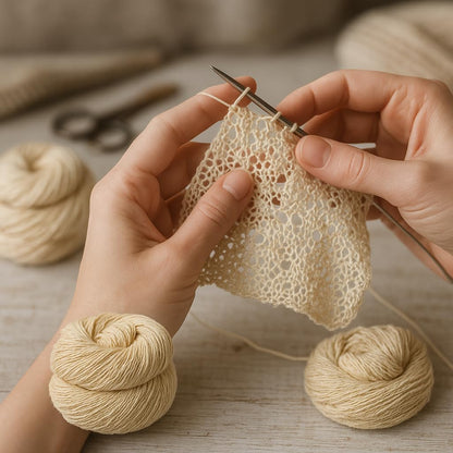 100% Eri Silk Laceweight Yarn, Natural 30/3 NM, 50 g