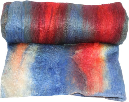 Knitsilk A-Grade Mulberry Silk Fiber 200g – Hand-Dyed - Blue and Red
