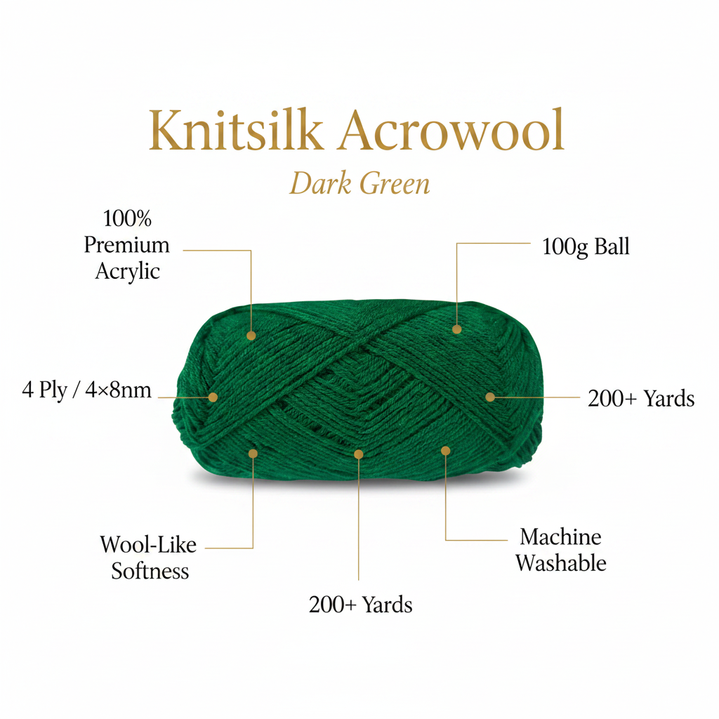 Infographic – Knitsilk Acrowool Dark Green