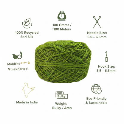 Infographic - Olive Moss Green Sari Silk Yarn