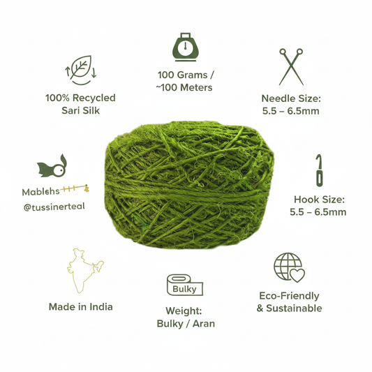 Infographic - Olive Moss Green Sari Silk Yarn