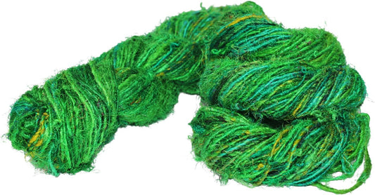 Knitsilk Recycled Sari Silk Worsted Yarn - Ocean of Green | 150+ Yards, 100gm