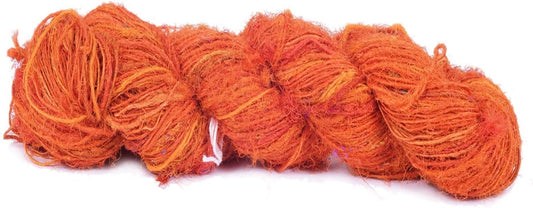 Knitsilk Recycled Sari Silk Worsted Yarn - Orange | 150+ Yards, 100gm